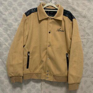 Amiri Varsity Brown Bomber Button Jacket